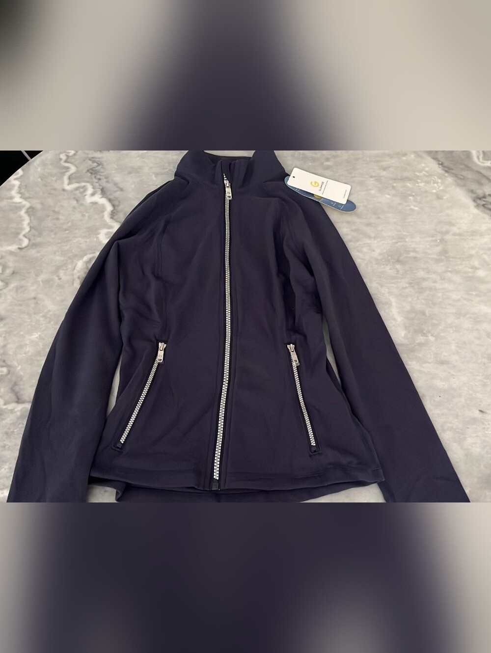 Navy Performance Zip-Up Jacket with Mock Neck - Picture 5 of 5